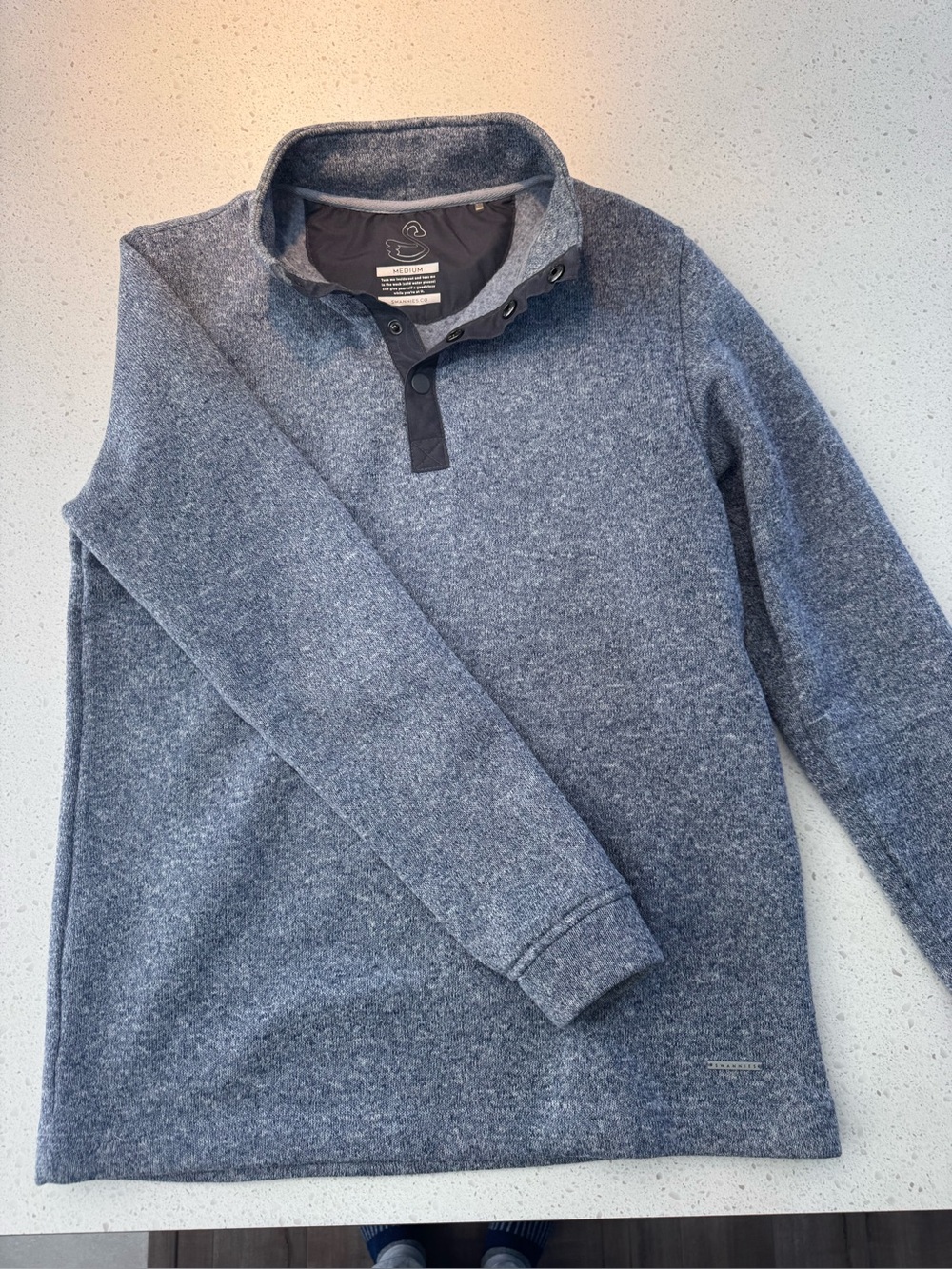 Swannies Quarter‑Button Men's Heather Blue Pullover Sweater